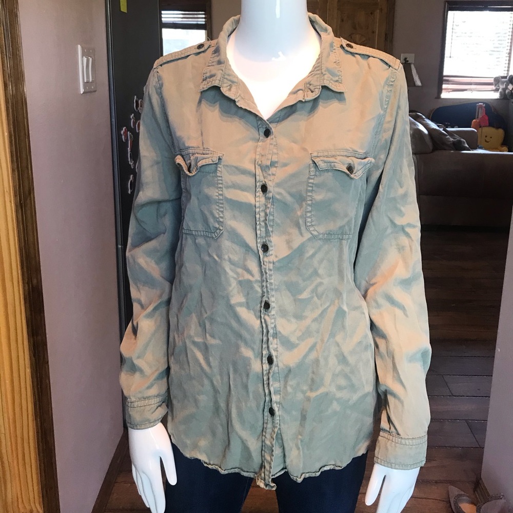 Olive Green Button Up Top